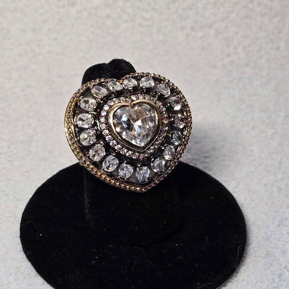 Crystal-Embellished Heart Ring - Picture 1 of 8